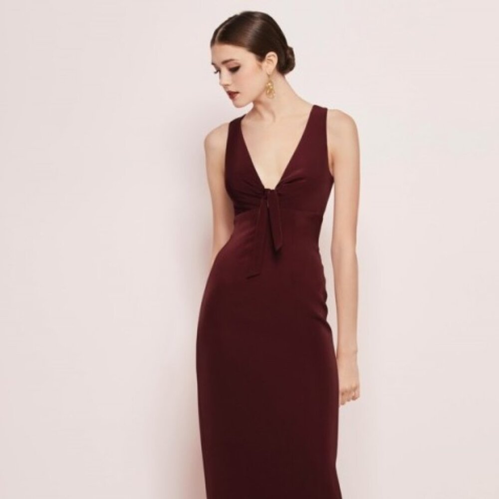 Wine Watters Mavis 6812 Bodycon Crepe Bridesmaid Dress Size 12